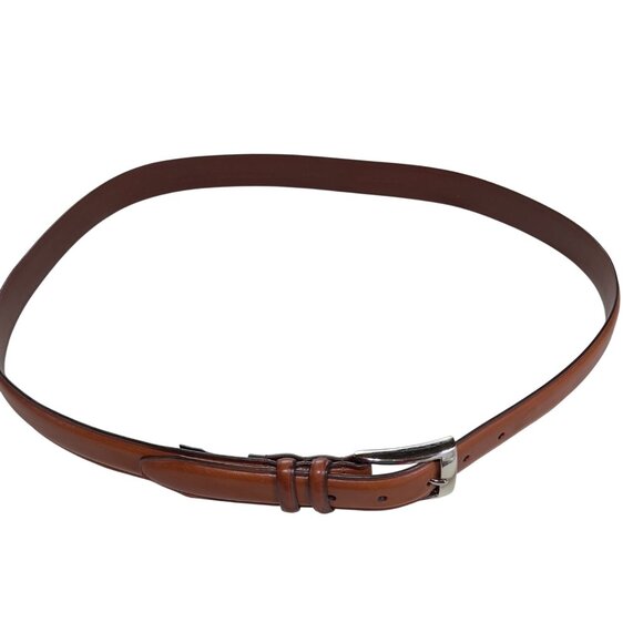 DANIEL CREMIEUX Collection Mens Brown Italian Leather Belt Silver Buckle Size 44 - Picture 6 of 16